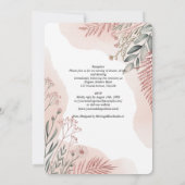 Erfenisroze en saliegroene botanische bruiloft kaart (Achterkant)