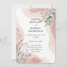 Erfenisroze en saliegroene botanische bruiloft