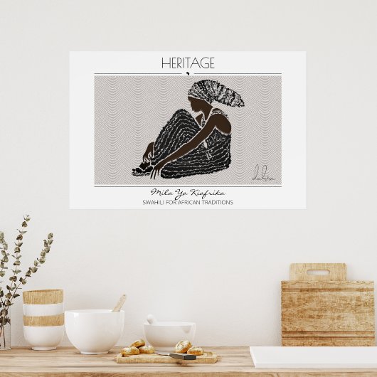 Erfgoed Afrikaanse zwarte vrouw met een hoofd wrap Poster (Keuken)