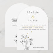Erfgoed Bij Moderne Botanische Bruiloft Kaart (Voorkant / Achterkant)