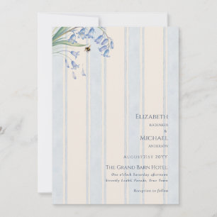 Erfgoed Bluebells Bees Blue Crème Bloem Bruiloft Kaart