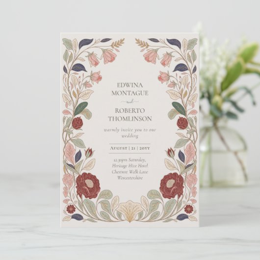 Erfgoed door William Morris geïnspireerd huwelijk Kaart (Staand voorkant)