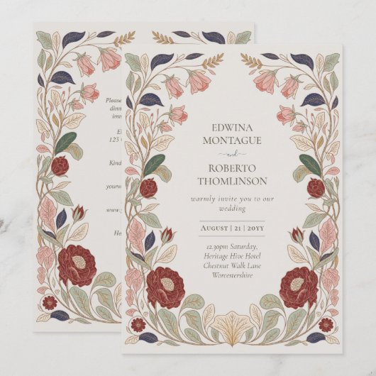 Erfgoed door William Morris geïnspireerd huwelijk Kaart (Voorkant / Achterkant)