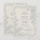 Erfgoed | Edwardiaans zilveren grijze bloemen brui Kaart (Voorkant / Achterkant)