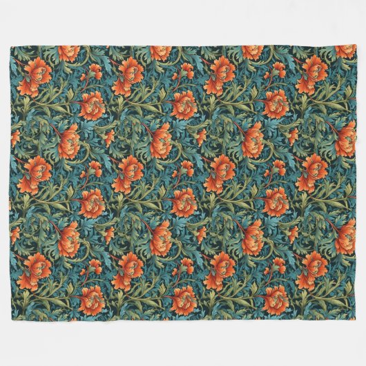 Erfgoed-geïnspireerde William Morris Sophisticated Fleece Deken (Voorkant (Horizontaal))