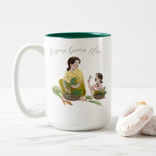 ''Erfgoed groeit hier'' Tweekleurige Koffiemok (Met donut)