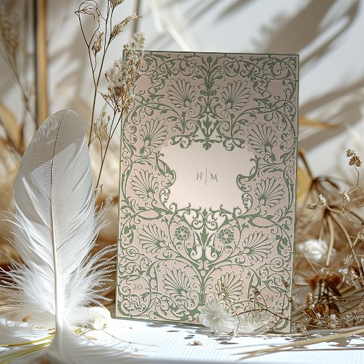 Erfgoed Groen & Koraal Rococo-geïnspireerde bruilo Kaart