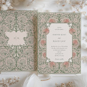 Erfgoed Groen & Koraal Rococo-geïnspireerde bruilo Kaart