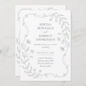 Erfgoed Handgetekend Bloemig blad Minimalistische Kaart (Voorkant / Achterkant)