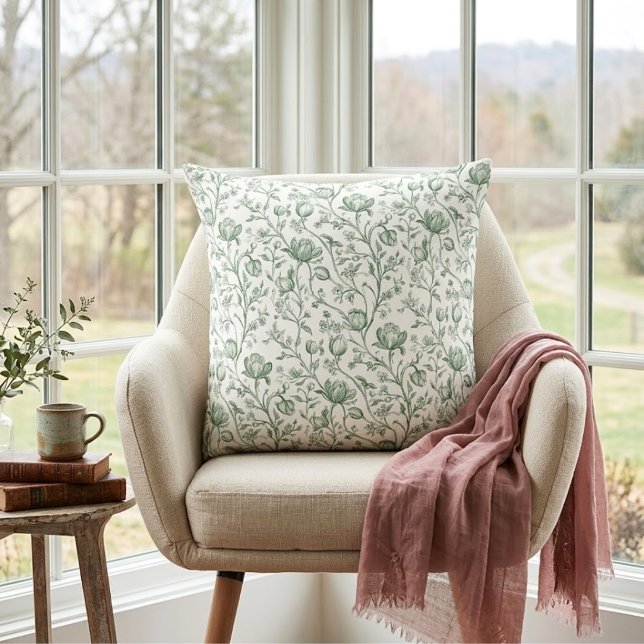 Erfgoed Luxe Salie Franse Toile Ambachtslieden Cot Kussen (Creator heeft geüpload)