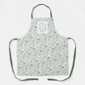 Erfgoed Luxe Salie Franse Toile Monogram Crest Schort (Voorkant)
