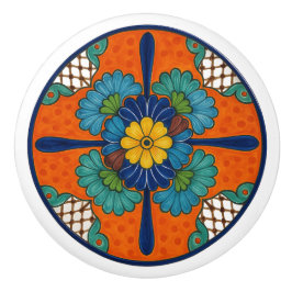 Erfgoed Mexicaanse Talavera Floral Keramische Knop