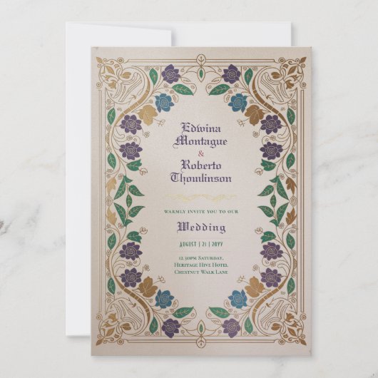 Erfgoed Middeleeuwse Juweeltoon Gouden Sieraad Bru Kaart (Voorkant)