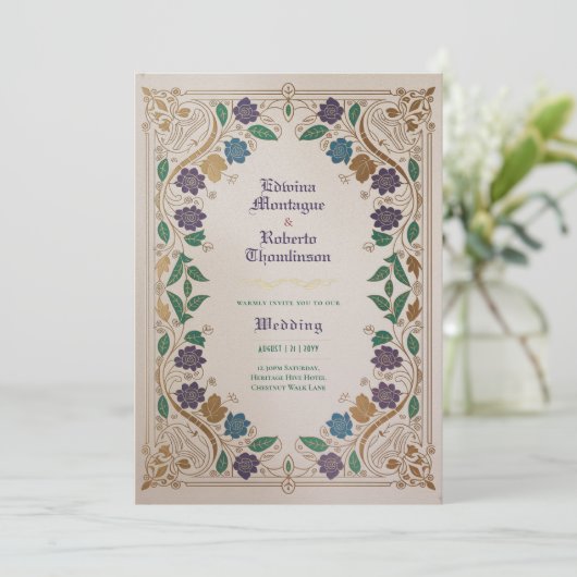 Erfgoed Middeleeuwse Juweeltoon Gouden Sieraad Bru Kaart (Staand voorkant)