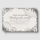 Erfgoed Moderne Zwart-Wit Huwelijksbloemstukken Gastenboek (Voorkant)