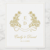 Erfgoed Monogram Vintage Bruiloft Wijn Etiket (Enkel label)
