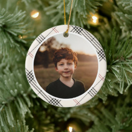 ERFGOED | Neutraal Schotse Ruitpatroon Foto Keramisch Ornament