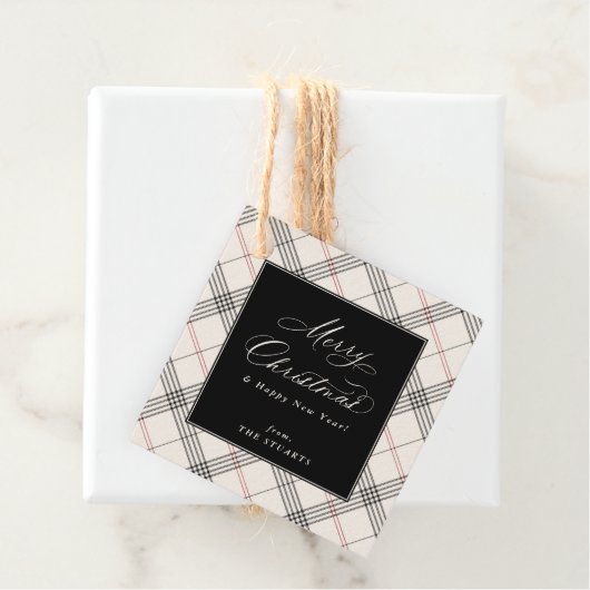 ERFGOED | Neutraal Tartan Kerstmis Bedankjes Labels (In situ)