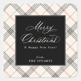 ERFGOED | Neutraal Tartan Kerstmis Vierkante Sticker