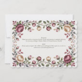 Erfgoed Victoriaanse Bloemige Trouwroos Horizontaa Kaart (Achterkant)