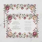 Erfgoed Victoriaanse Bloemige Trouwroos Horizontaa Kaart (Voorkant / Achterkant)
