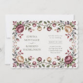 Erfgoed Victoriaanse Bloemige Trouwroos Horizontaa Kaart (Voorkant)