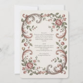 Erfgoed | Victoriaanse Blush Rococo Bloemige Bruil Kaart (Achterkant)