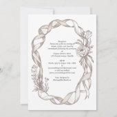 Erfgoed Vintage Lint & Pioen Botanische Elegantie Kaart (Achterkant)