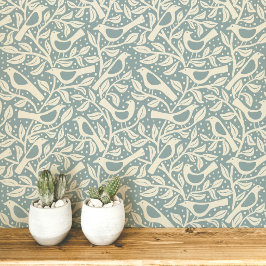 Erfgoed Vogels en Takken Eendenei Blauw Behang