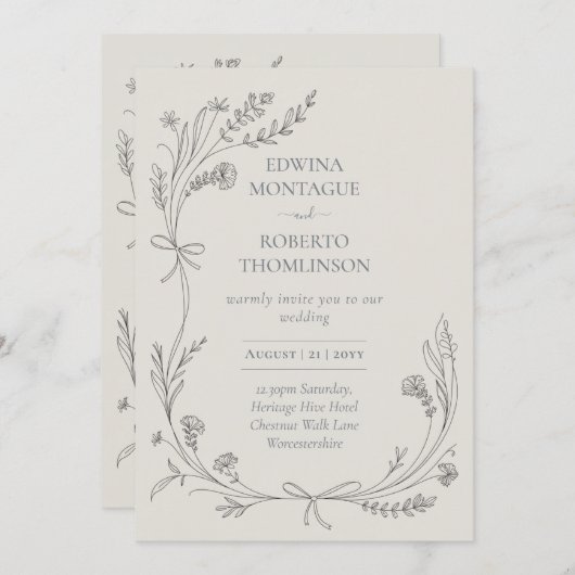 Erfgoed Wilde bloem en lintlijn Kunstzinnige we Kaart (Voorkant / Achterkant)