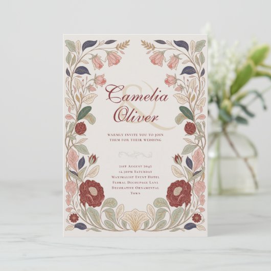 Erfgoed William Morris geïnspireerde trouwbloemen Kaart (Staand voorkant)