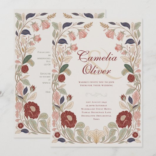 Erfgoed William Morris geïnspireerde trouwbloemen  Kaart (Voorkant / Achterkant)