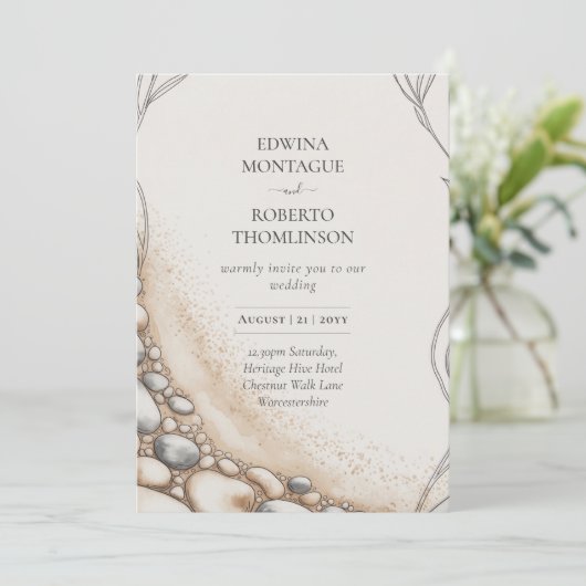 Erfgoed Zand- en kiezelstrand Strandtrouwdag Kaart (Staand voorkant)