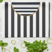 Erfstripe (zwart + wit) Gouden Monogram Theedoek (Gevouwen)
