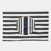 Erfstripe (zwart + wit) Gouden Monogram Theedoek (Horizontaal)