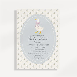 Erfstuk Gans Bloem Cottage Baby Shower Uitnodiging