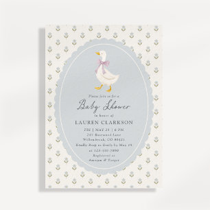 Erfstuk Gans Bloem Cottage Baby Shower Uitnodiging