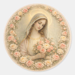 Erfstuk Marian Rozen Tuin Katholiek Ronde Sticker