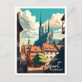 Erfurt Duitsland vintage reisillustratie Briefkaart (Voorkant)