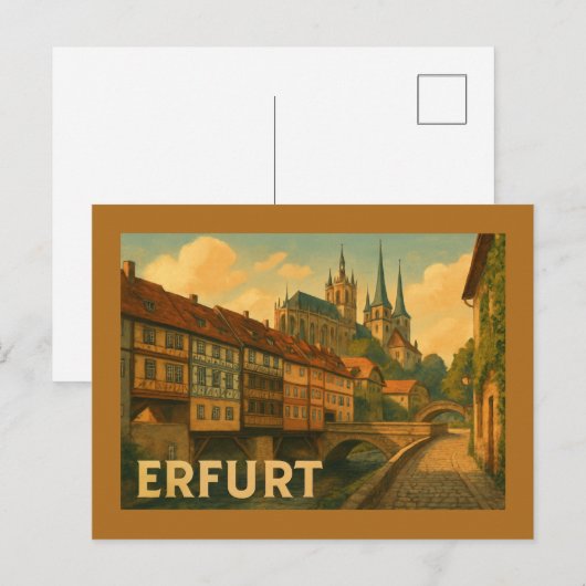 Erfurt Germany City Art Briefkaart (Voorkant / Achterkant)