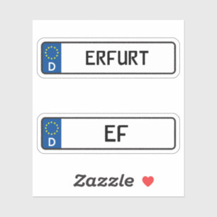 Erfurt kennzeichen, Duits Bord rijbewijs Sticker