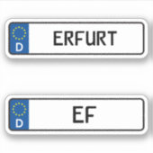 Erfurt kennzeichen, Duits Bord rijbewijs Sticker (Voorkant)