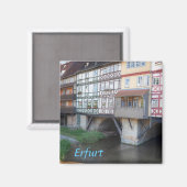 Erfurt Merchants Bridge foto Magneet (Voorkant / Achterkant)