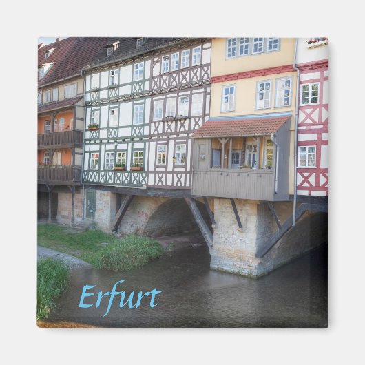 Erfurt Merchants Bridge foto Magneet (Voorkant)