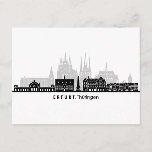 ERFURT Thuringia Germany City Skyline Silhouette Briefkaart (Voorkant)