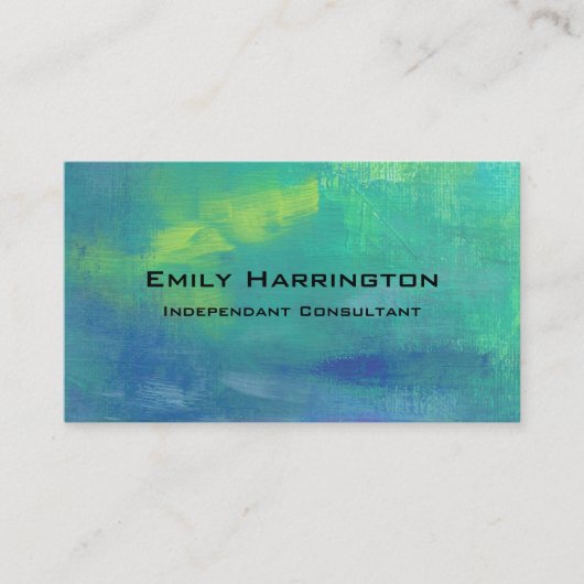 Erg Abstract in Aqua Greens en Blues Visitekaartje (Voorkant)