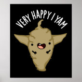 Erg blij dat ik Yam Funny Veggie Pun Dark BG Poster (Voorkant)
