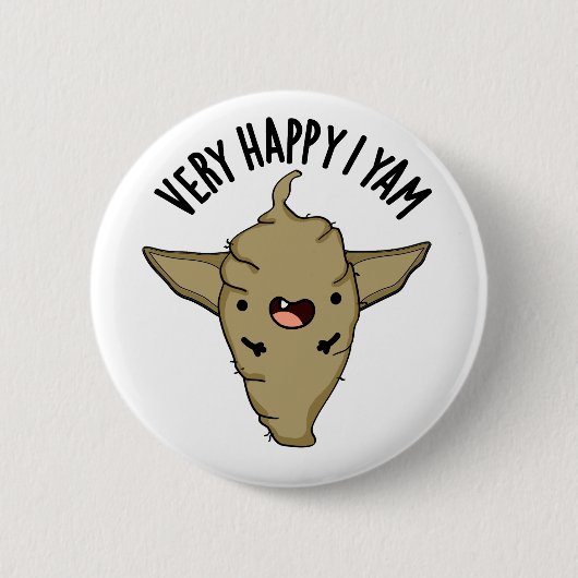 Erg blij dat ik Yam Funny Veggie Pun Ronde Button 5,7 Cm (Voorkant)