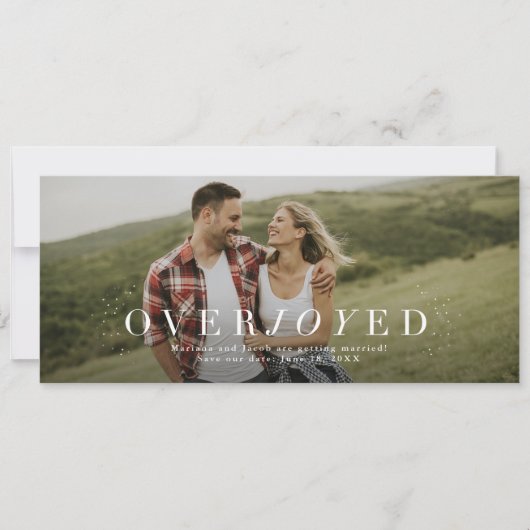 Erg blij om de datum verloving foto save the date (Voorkant)