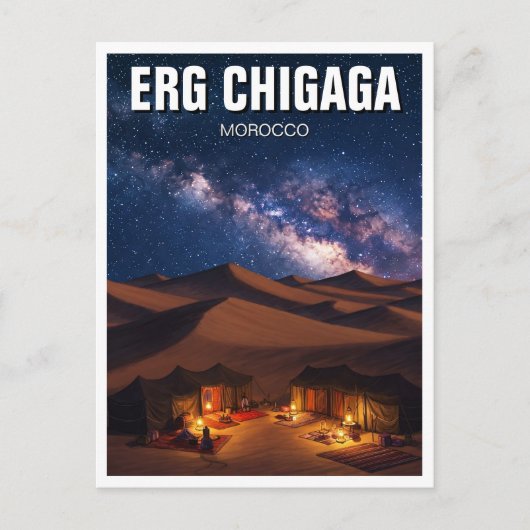 Erg Chigaga Marokko Travel Night Melkweg Briefkaart (Voorkant)